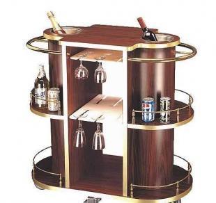 三层椭圆形钢木制酒水车 酒店餐饮的移动便捷之选